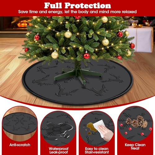 Waterproof Silicone Christmas Tree Floor Protector Mat with Raised Lip