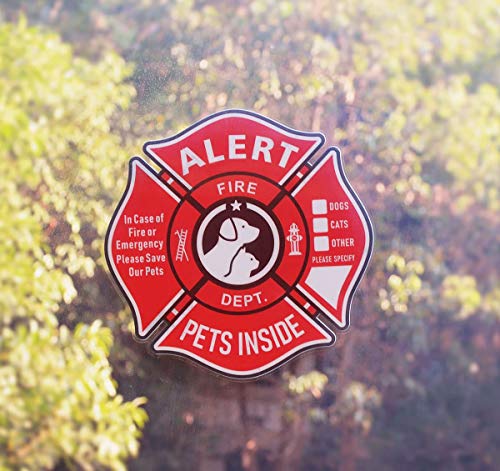 Pet Alert Stickers - 6 Pack Static Cling Window Decals for Emergency Rescue