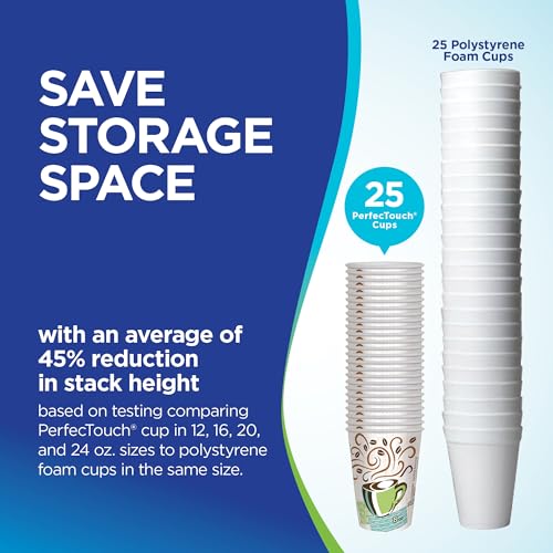Insulated 12 oz Paper Coffee Cups, Coffee Haze Design (500 Count)