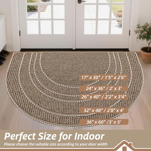Half Circle Dirt Trapper Indoor Door Mat 17" x 30" - Non-Slip Entryway Rug