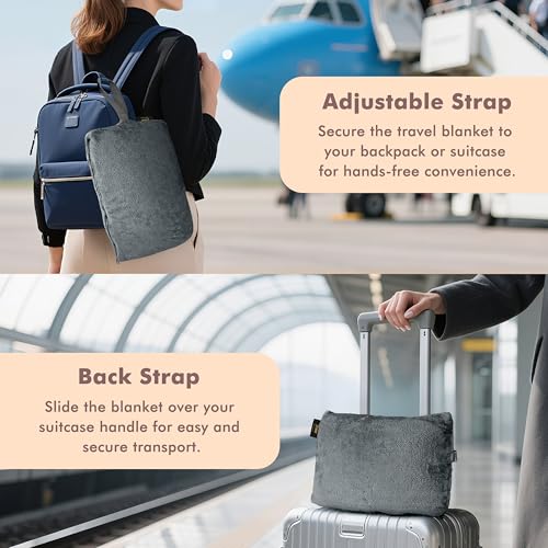 4-in-1 Portable Travel Blanket with Foot Pocket and Pillow