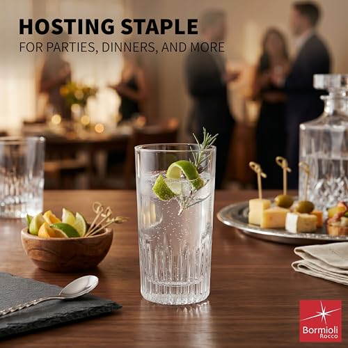 Bormioli Rocco Graphics Beverage Cooler Glasses Set of 4 15.25 Oz - Clear
