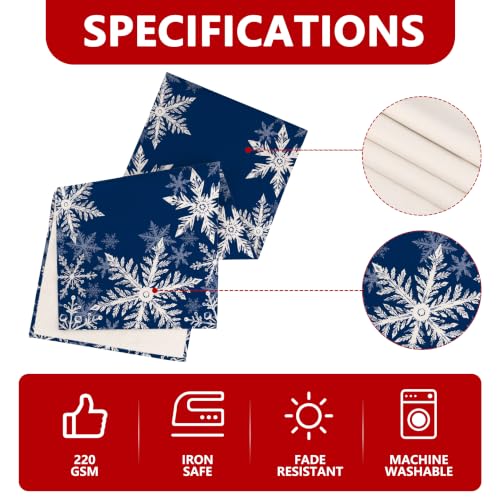 Siilues 220 GSM Blue Snowflake Christmas Table Runner 13x72 Inch
