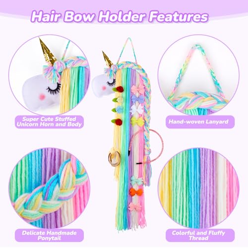 Unicorn Hair Bow Holder Wall Hanging Organizer for Girls Hair Accessories