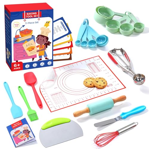 11-Piece Kids Baking and Cooking Set with Utensils and Cookbook