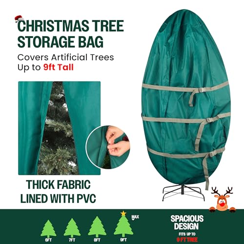 Christmas Tree Storage Bag for 6-9 Ft Artificial Trees, Canvas Cover with Zipper & Straps