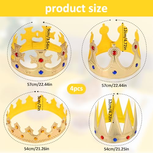Regal Gold King Crown for Birthday Parties and Costume Dress-Up