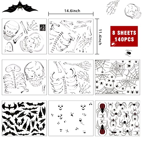 140PCS Halloween Window Clings - Double-Sided Removable Decor