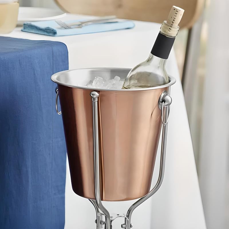 Bronze 3-Pack 8.5-Inch Stainless Steel Wine & Champagne Cooler Ice Buckets