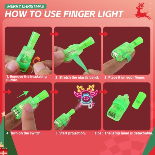 Christmas Finger Lights 36pc - Kids’ Party Favors, Stocking Stuffers, Classroom Rewards (Variation: Christmas)
