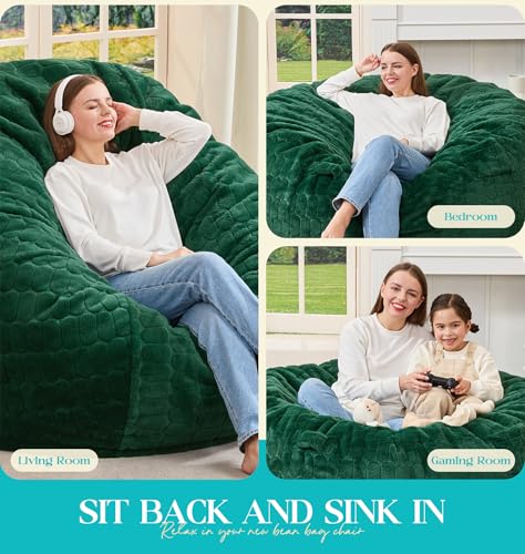 3FT Memory Foam Bean Bag Chair - Large Plush Lounger for Adults