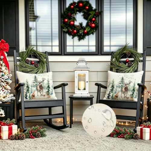 RABUSOFA Christmas Outdoor Pillow Covers 18x18 Inch Waterproof - Pack of 1