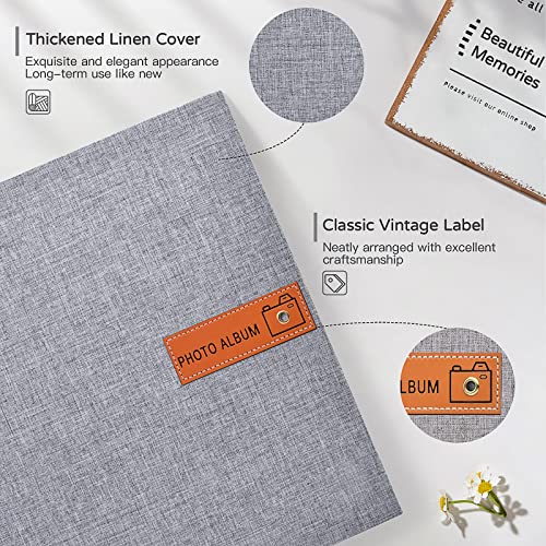 Self-Adhesive Photo Album Linen Scrapbook Memory Book for 4x6 5x7 8x10 Photos