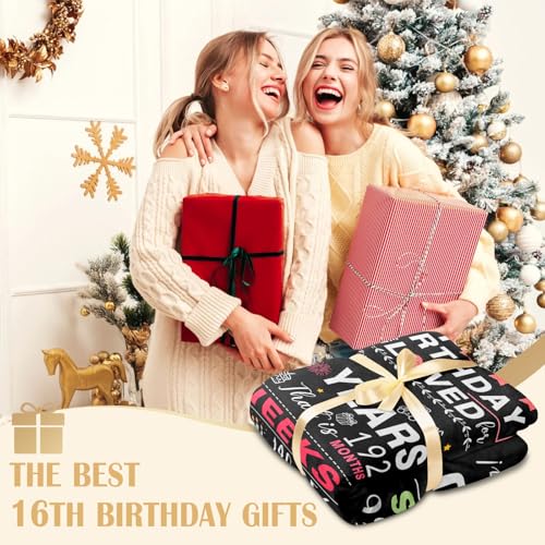 Sweet 16 Birthday Throw Blanket for Girls, 50x60 Inch Soft Fleece Gift