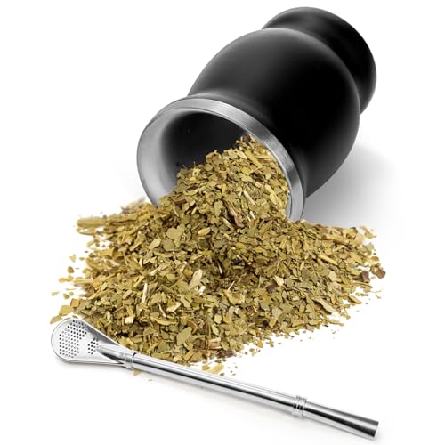 Yerba Mate Cup & Bombilla Kit - Insulated Stainless Steel Gourd with Spill-Proof Lid & Cleaning Brush, 8 oz