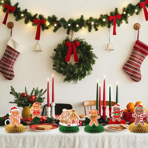 Gistome 9 Pieces Gingerbread Honeycomb Centerpieces - Gingerbread Themed Xmas Table Decor