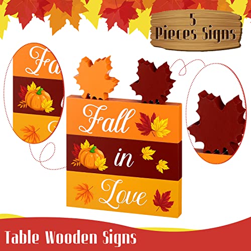 Fall Wooden Leaf Decor Blocks Set for Autumn Tiered Tray Home & Wedding Decor