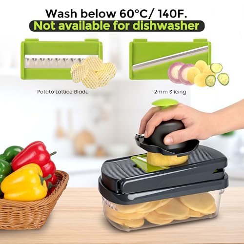 12-in-1 Vegetable Chopper with Container & 7 Blades for Meal Prep