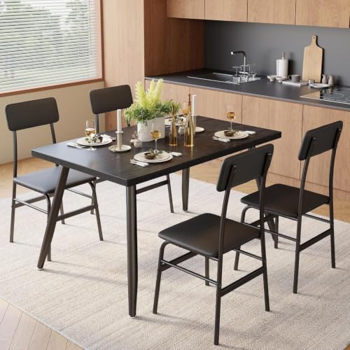 5-Piece Dining Table Set for 4, Modern Kitchen Table with Upholstered Chairs