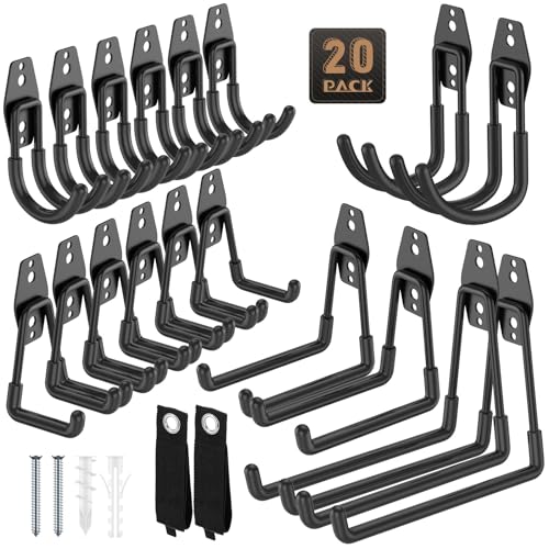 Heavy Duty Garage Storage Hooks 20-Pack for Bikes and Tools