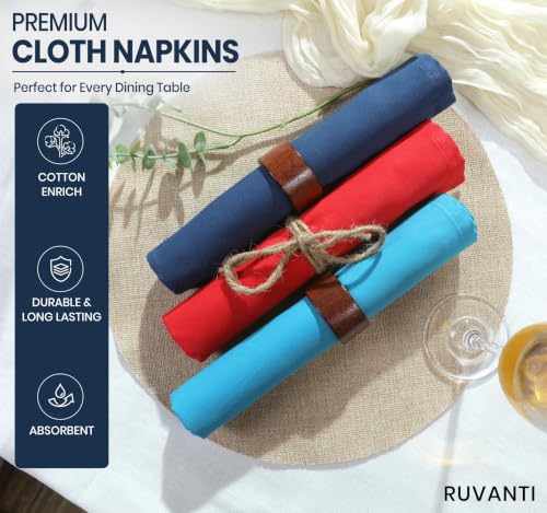 Ruvanti 24-Pack Cotton Enrich Multi Color 18x18 Inch Cloth Napkins Set