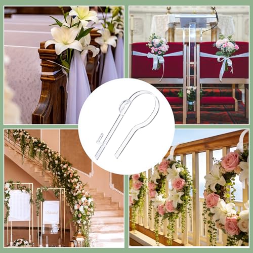 12-Pack Clear Wedding Pew Clips - Aisle Chair Hangers for Bows & Flowers