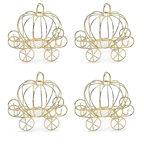 Saihisday Golden Pumpkin Carriage Candy Box – 4.9 x 3.1 x 4.7 Inches, Princess Cake / Gift Holder