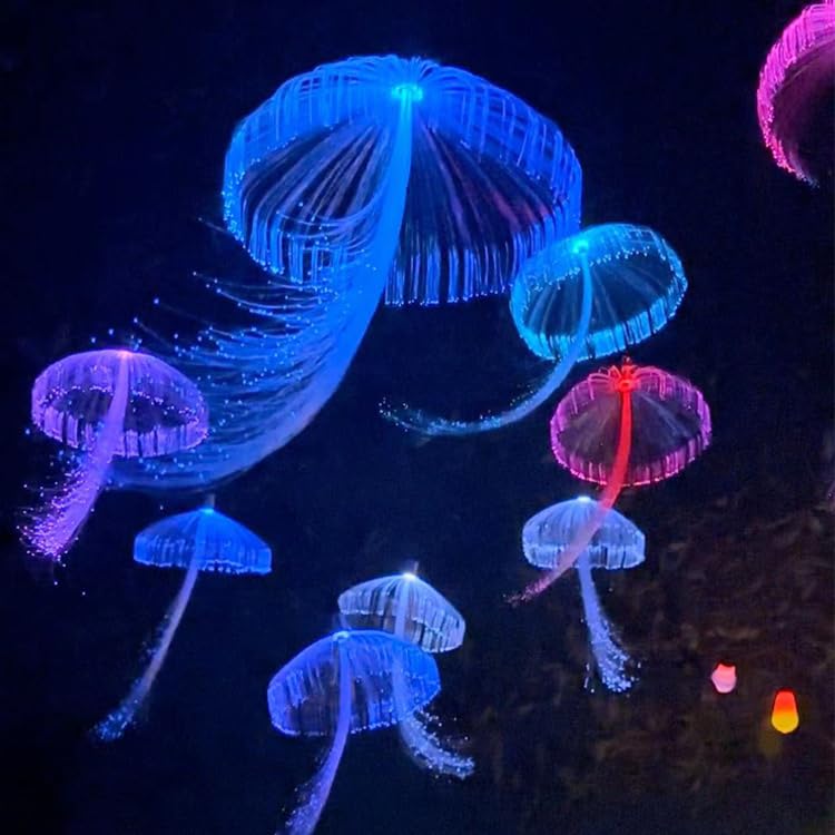 12V LED Fiber Optic Jellyfish Chandelier Outdoor Christmas Tree Decor Set of 10