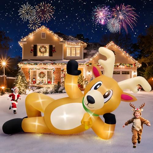 Kalolary 10.5ft Long Lying Reindeer Christmas Inflatable with Lights (Variation: Lying Reindeer)
