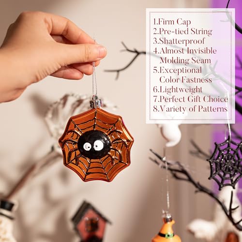 12-Piece Halloween Ornament Set - Shatterproof Hanging Tree Decorations