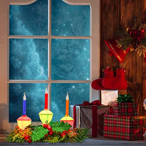 Doratale 3 Lights Bubble Light Centerpiece – Multicolor Plug-In Window Candles (4 Bulbs + 1 Spare) 9" x 3" x 7"