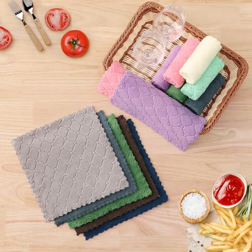 12-Pack Microfiber Dish Cloths, Soft Coral Velvet Kitchen Cleaning Towels