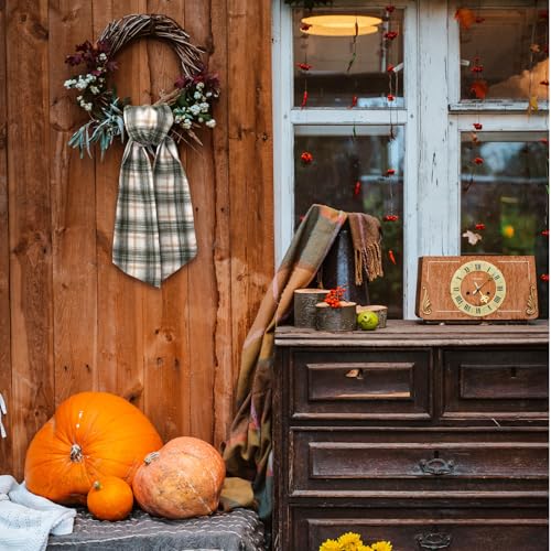 Green & White Buffalo Plaid Christmas Wreath Sash for Front Door Decor