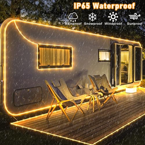 66ft LED Rope Lights, IP65 Waterproof Connectable Warm White String Lights