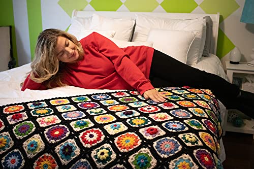 CZQLWW Handmade Crochet Throw Blanket 47x31 in Black – Boho Granny Style