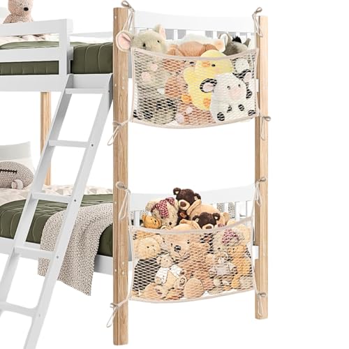 2 Pack Stuffed Animal Bedside Storage Net, Cotton Plush Toy Organizer