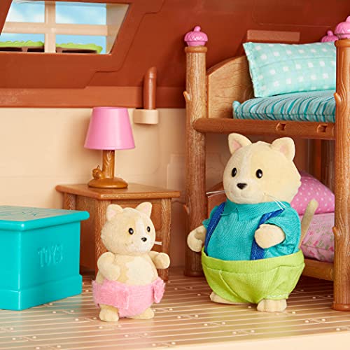 Miniature Bunk Bed Bedroom Playset, 18-Piece Dollhouse Furniture