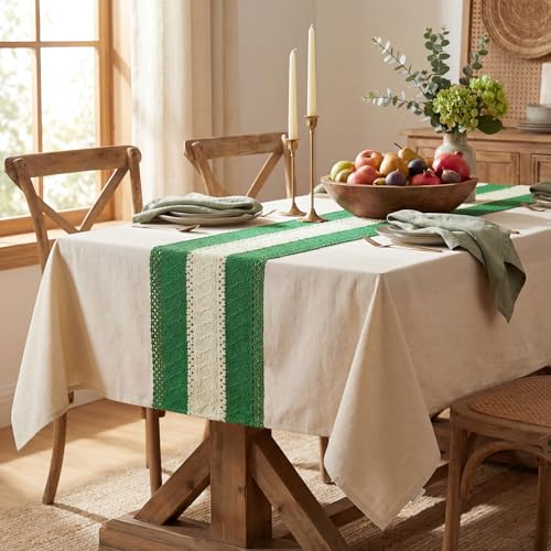 Horaldaily Dark Green Heavy Weight Rectangular Table Cloth 60x104 Inches