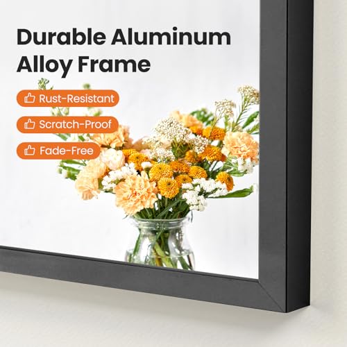 20" x 30" Arched Black Metal Wall Mirror with HD Shatterproof Glass