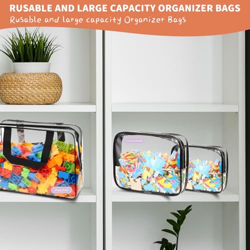 18-Pack Clear Toy Storage Bags with Zipper and Labels, Waterproof PVC Organizers