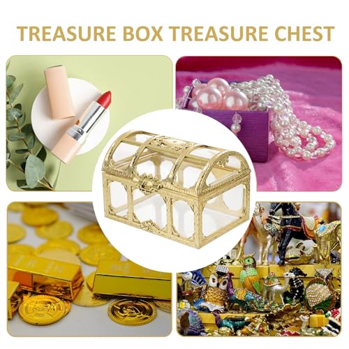 2-Piece Transparent Pirate Treasure Chest, Mini Plastic Jewelry Organizer