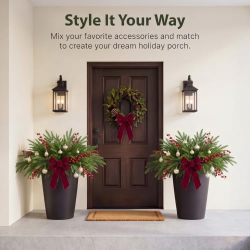 Riceshoot 2 Pcs Christmas Artificial Norfolk Pine Branches with Red Berries - Berry Variation