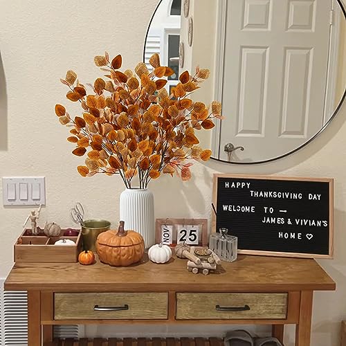 6 Pcs Artificial Fall Eucalyptus Stems, 35-Inch Silk Silver Dollar Leaves