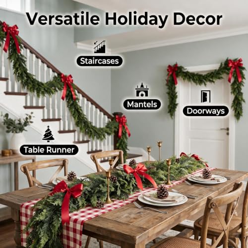 Gradient 2-Pack 6FT Artificial Cedar Pine Garland for Holiday Decor