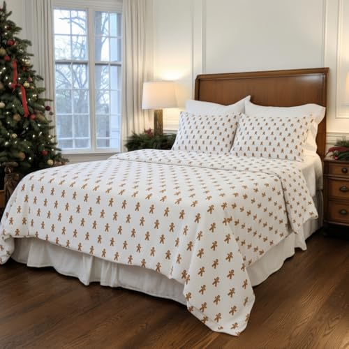 Newwiee Gingerbread 4-Piece Queen Bedding Set - Festive Christmas Sheets, 110G Polyester