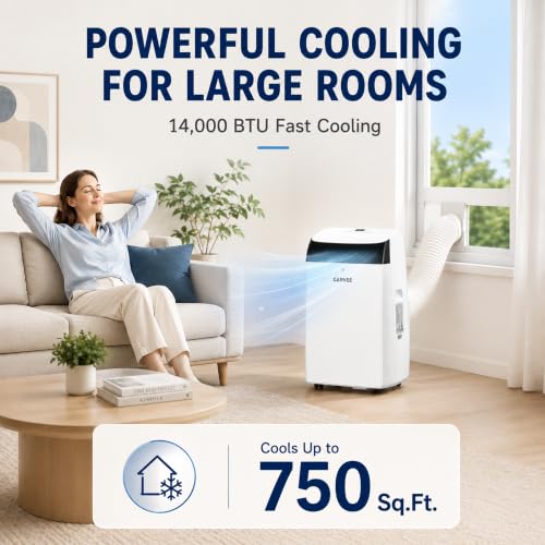 14000 BTU Portable Air Conditioner - 4-in-1 Cooling, Fan, Dehumidifier, Sleep Mode