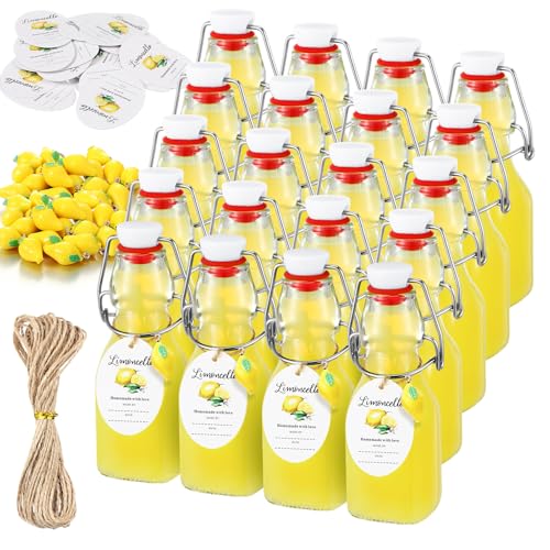 4oz Mini Lemon Flip-Top Glass Bottles – 20-Count Set, Skybooly