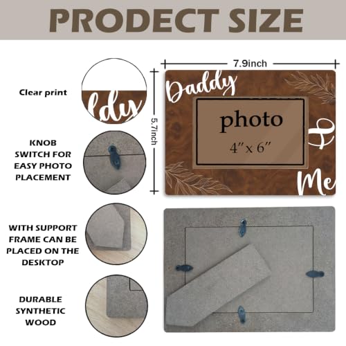 Father's Day Wooden Photo Frame for 4x6 Inch Pictures - Daddy Gift from Son & Daughter