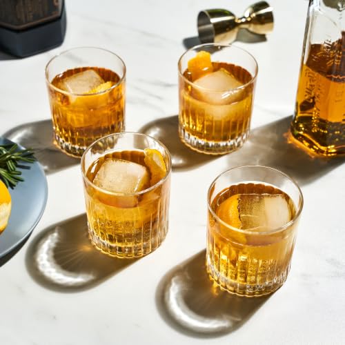 Viski Reserve Milo DOF Tumblers - 12 oz European Crystal Old Fashioned Glasses, Set of 4, Whiskey & Cocktail Barware