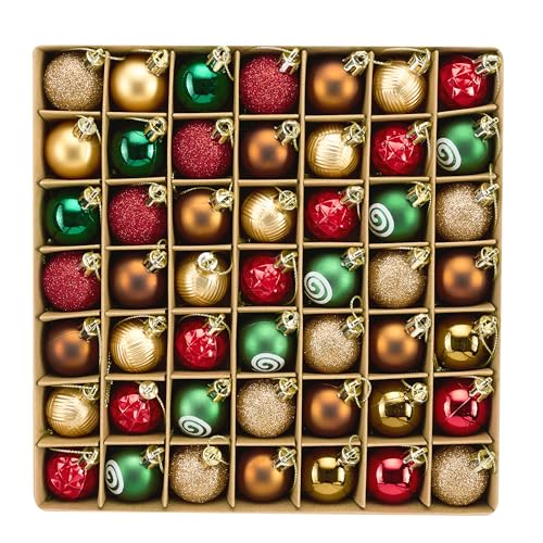 DecorbyHannah 49ct Red & Gold Mini Christmas Ornaments Set Tree Decoration